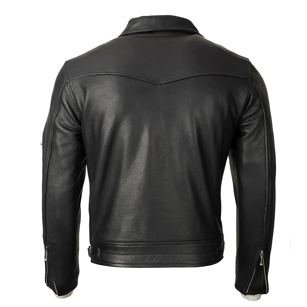 Men's Black Brando Leather Motorcycle Jacket