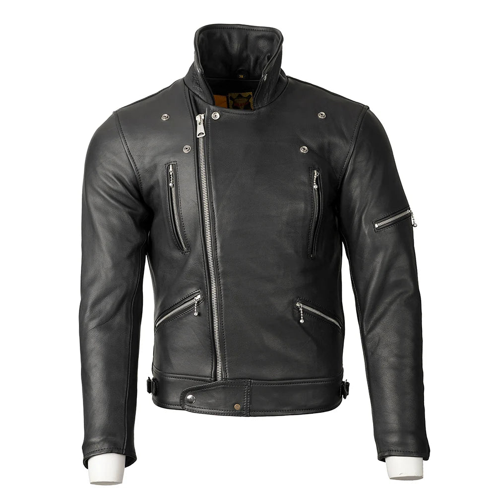 Men's Black Brando Leather Motorcycle Jacket