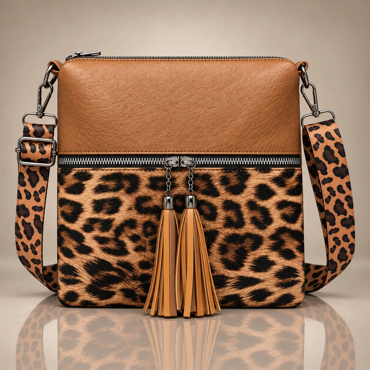 LILIAN LEOPARD TASSEL BAG