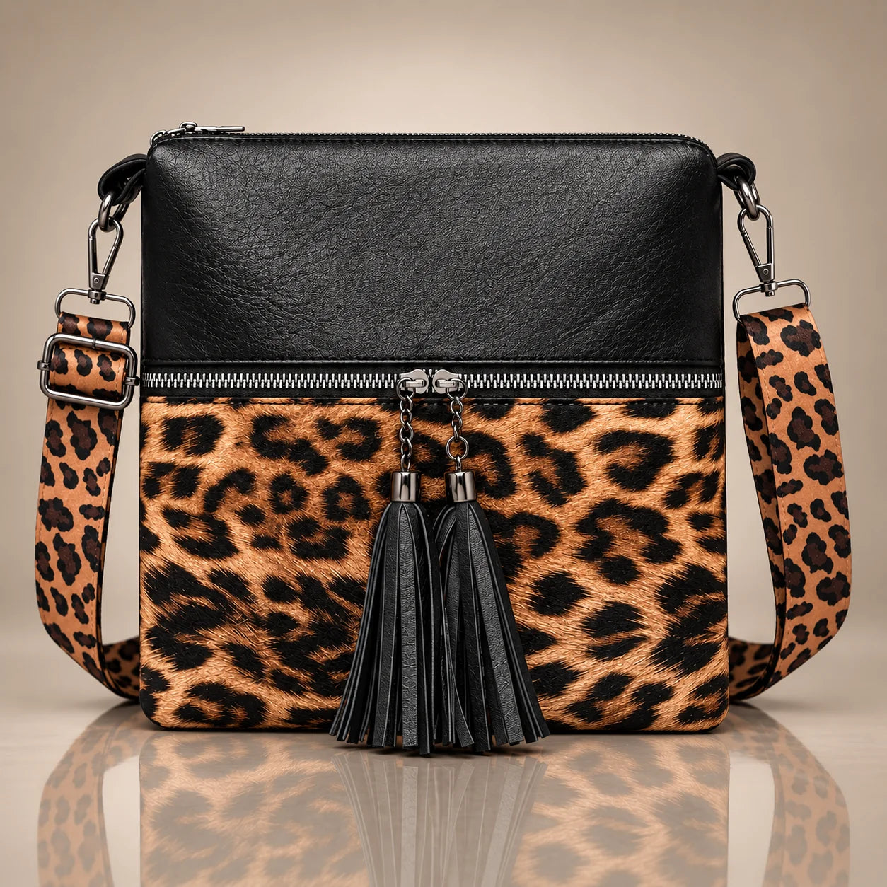 LILIAN LEOPARD TASSEL BAG