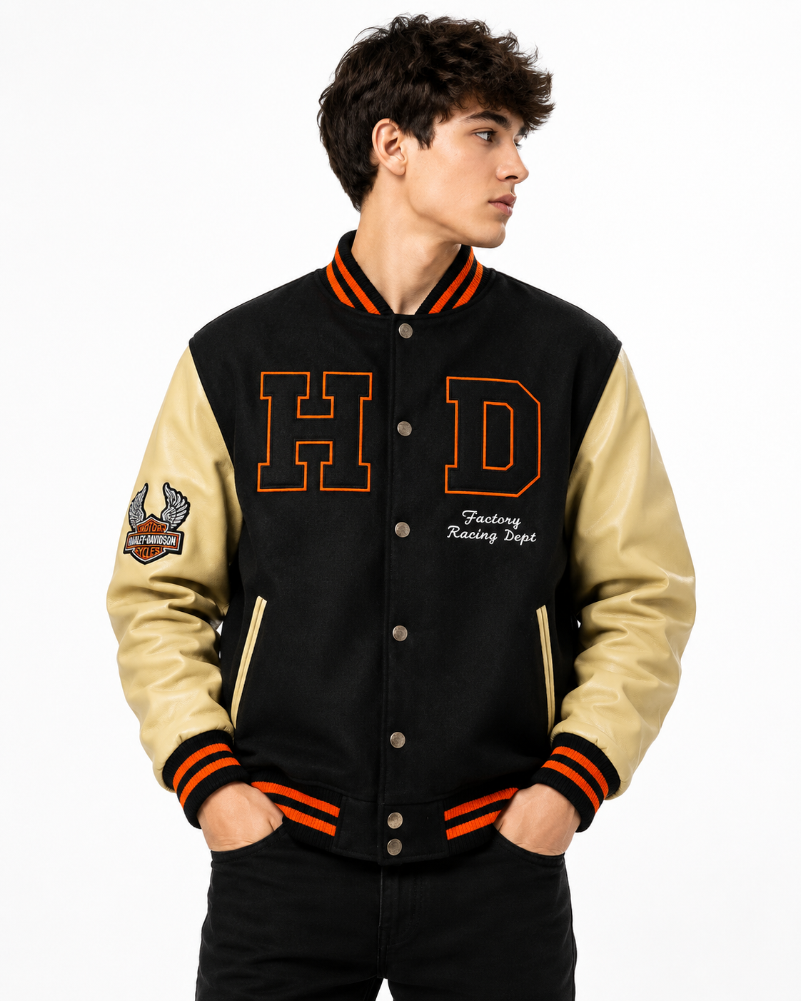 Custom Varsity Bomber Jacket – Black & Cream
