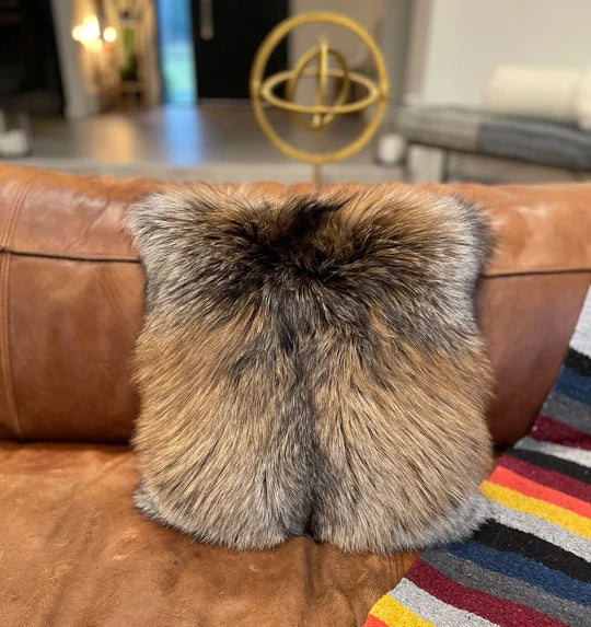 Cross Fox Fur Pillow