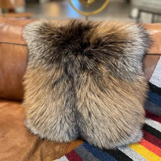 Cross Fox Fur Pillow