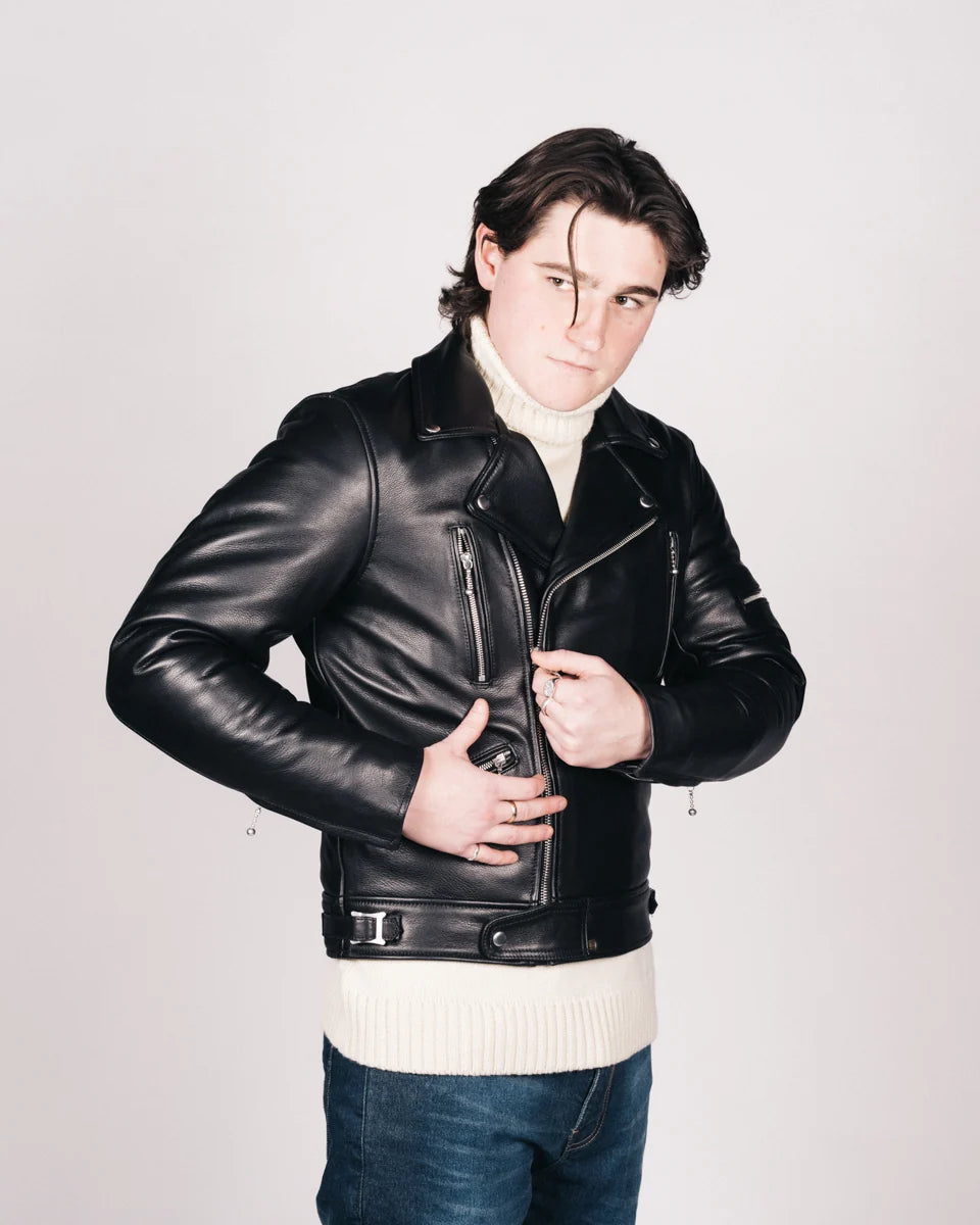 Men's Black Brando Leather Motorcycle Jacket