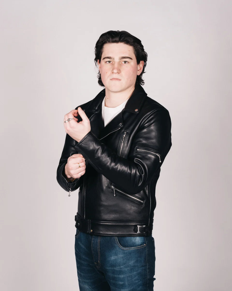 Men's Black Brando Leather Motorcycle Jacket