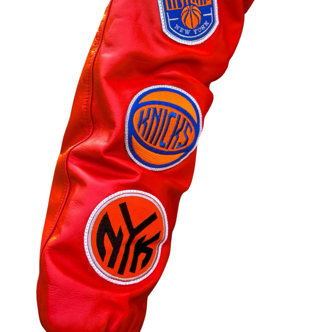 Men’s Blue & Red New York Varsity Leather Jacket