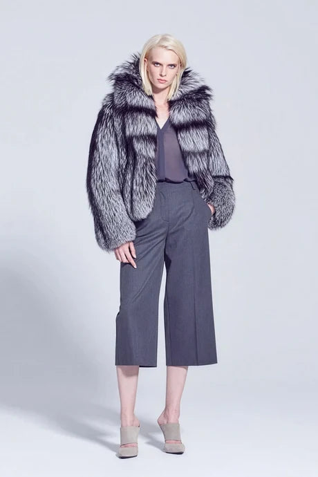 Anya Silver Fox Fur Jacket