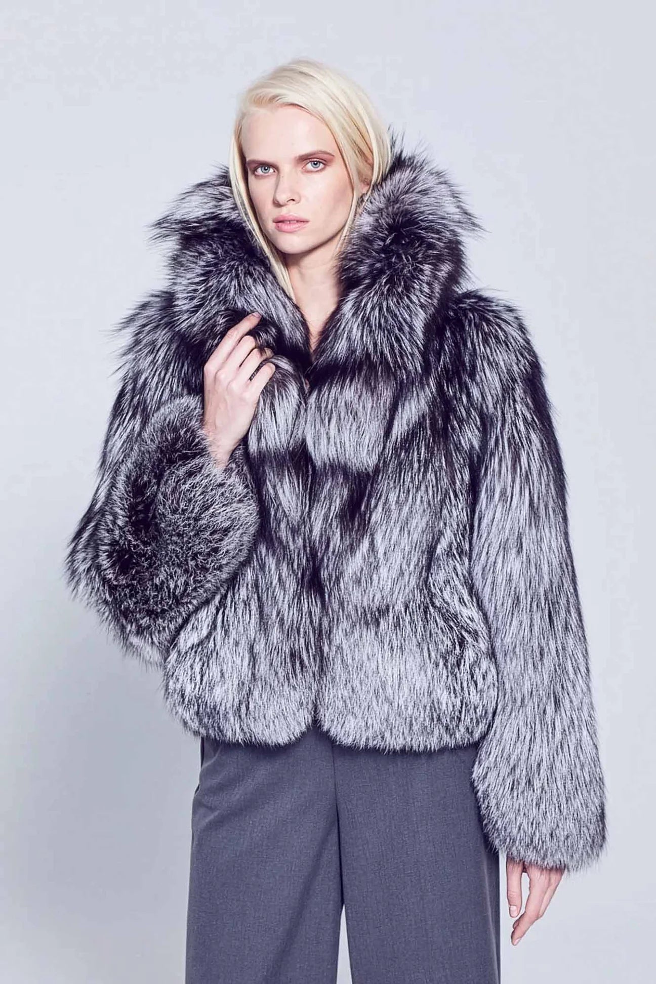 Anya Silver Fox Fur Jacket