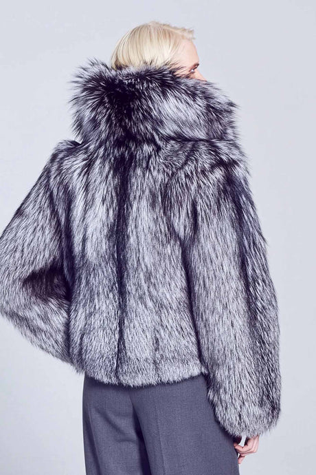 Anya Silver Fox Fur Jacket