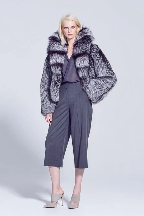 Anya Silver Fox Fur Jacket