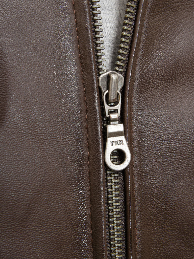 Men's Brown Sheep Nappa Leather MA-1 Bomber Jacket