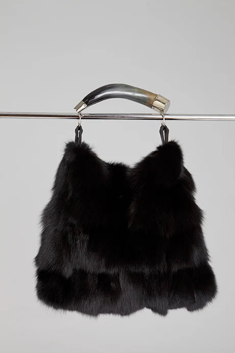 Austin Black Fox Fur Bag