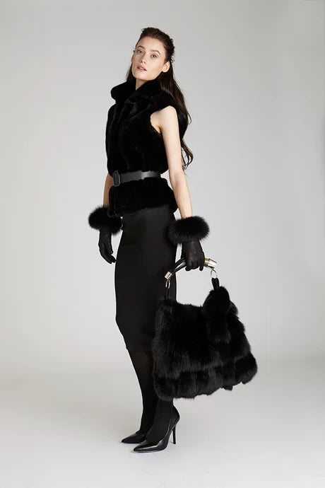 Austin Black Fox Fur Bag