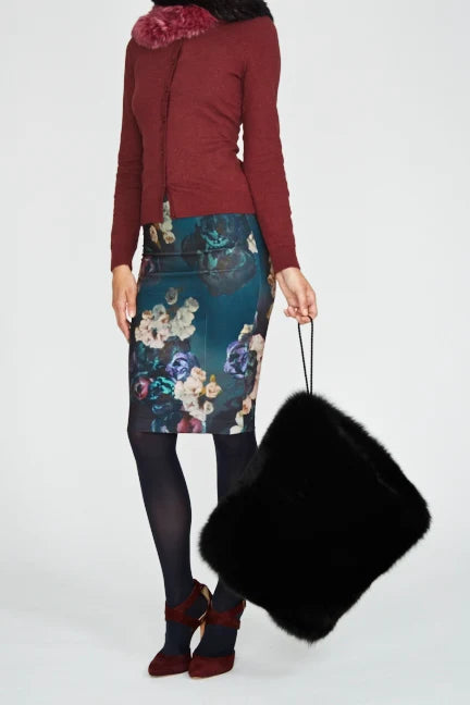 Black Fox Fur Muff