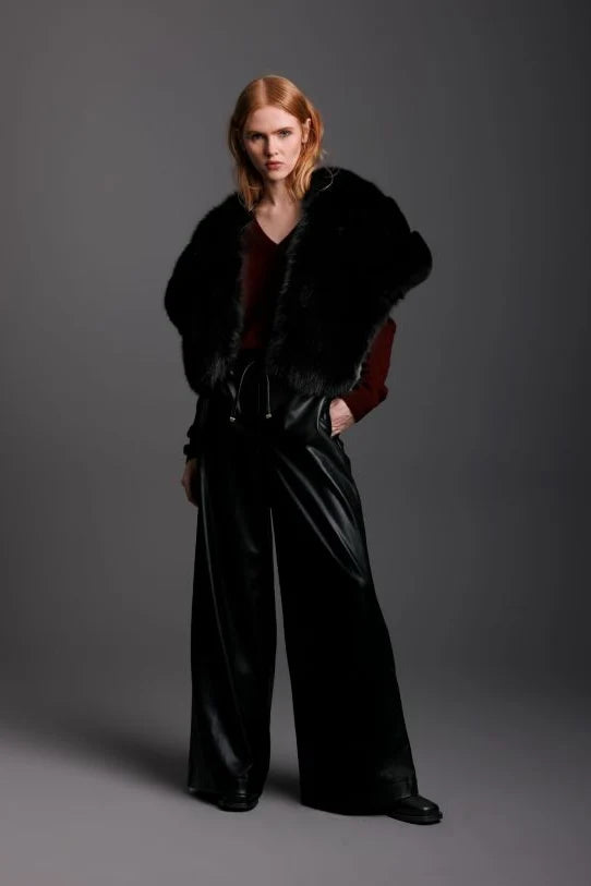 Mabel Black Fox Fur Shawl