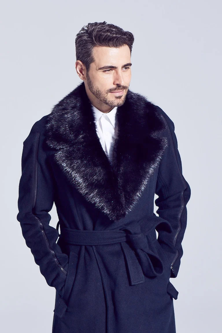 Men's Notched Muskrat Fur Collar