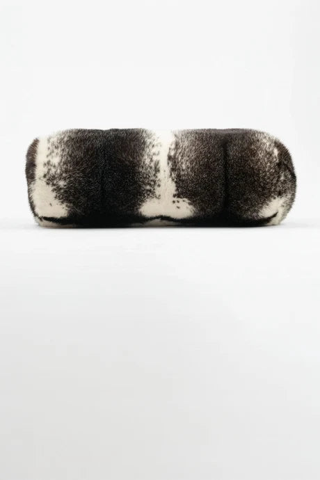 Black and White Cross Mink Fur Pillows