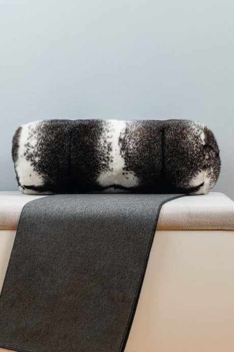 Black and White Cross Mink Fur Pillows