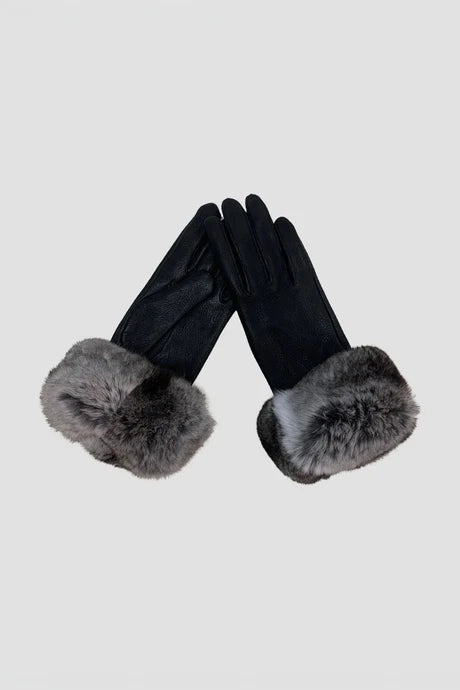 Chinchilla Fur-Trimmed Gloves