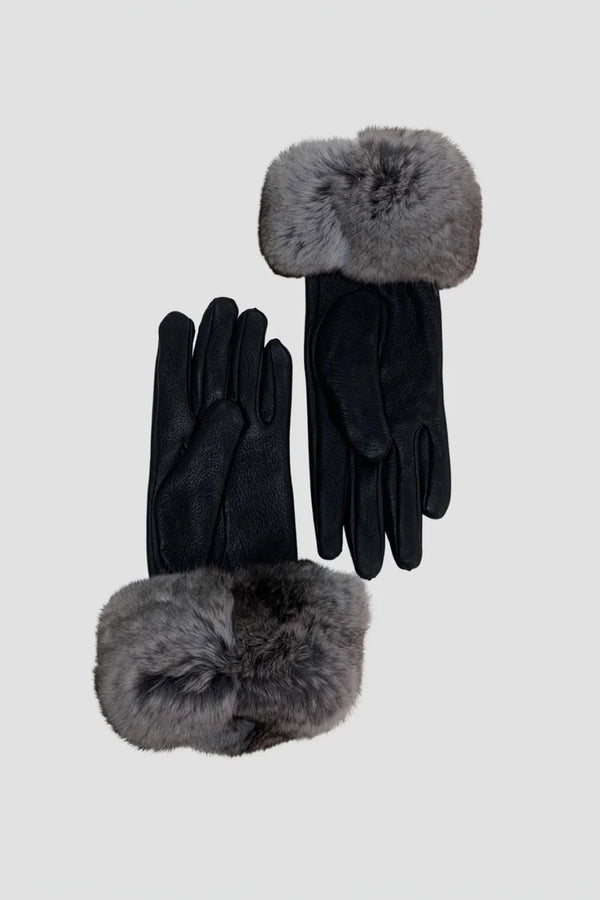 Chinchilla Fur-Trimmed Gloves