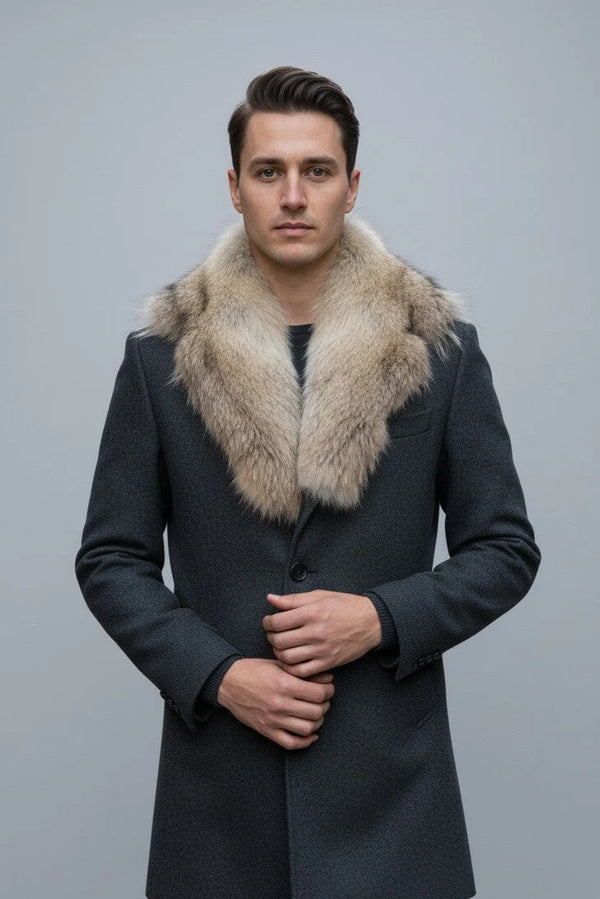 Men's Coyote Fur Notched Collar