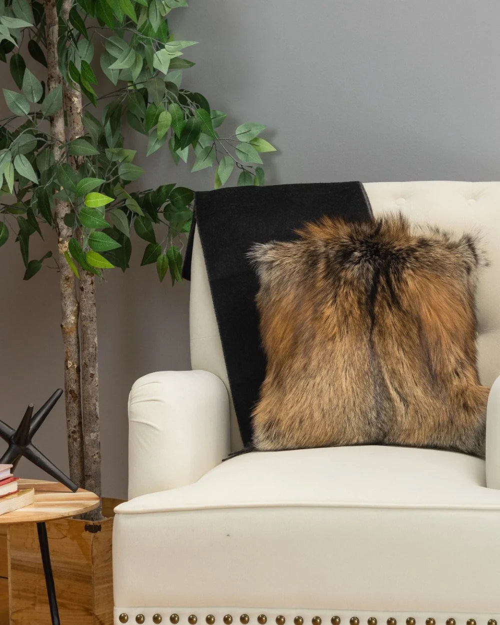 Cross Fox Fur Pillow