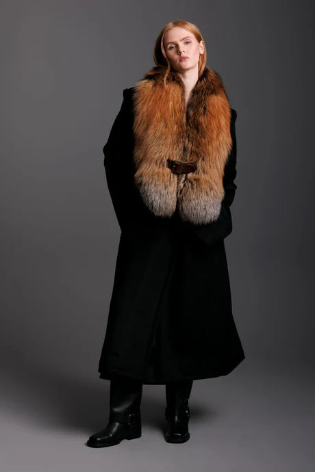 Macy Gold Cross Fox Fur Collar with Buckle
