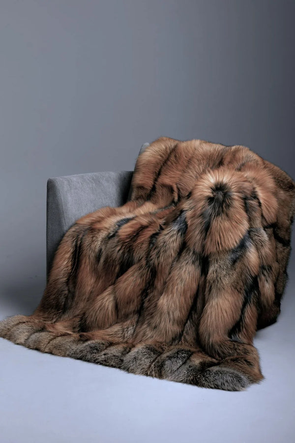 Gold Cross Fox Fur Blankets