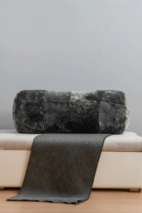 Grey Shearling Fur Pillow