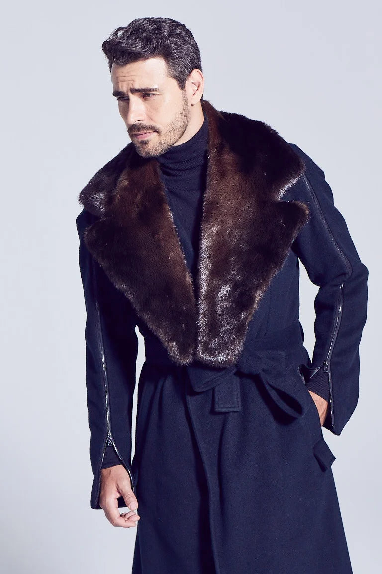 Men's Notched Otter Fur Collar