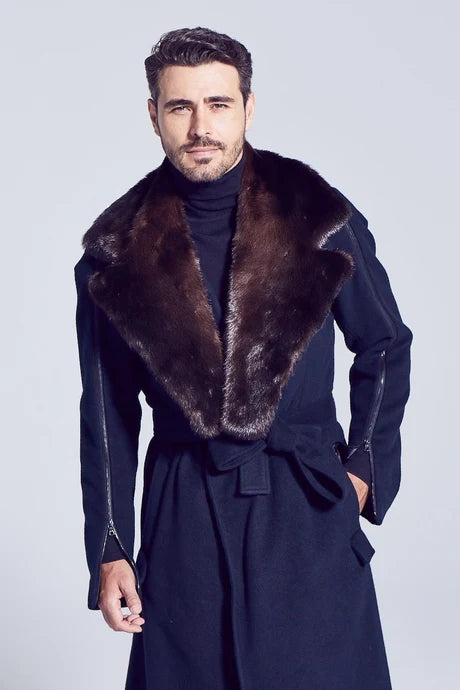 Men's Notched Otter Fur Collar