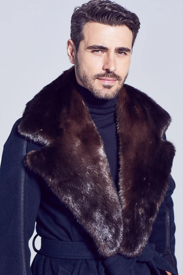 Men's Notched Otter Fur Collar
