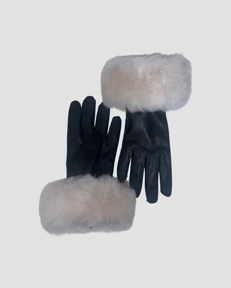Shearling Fur Trimmed Gloves