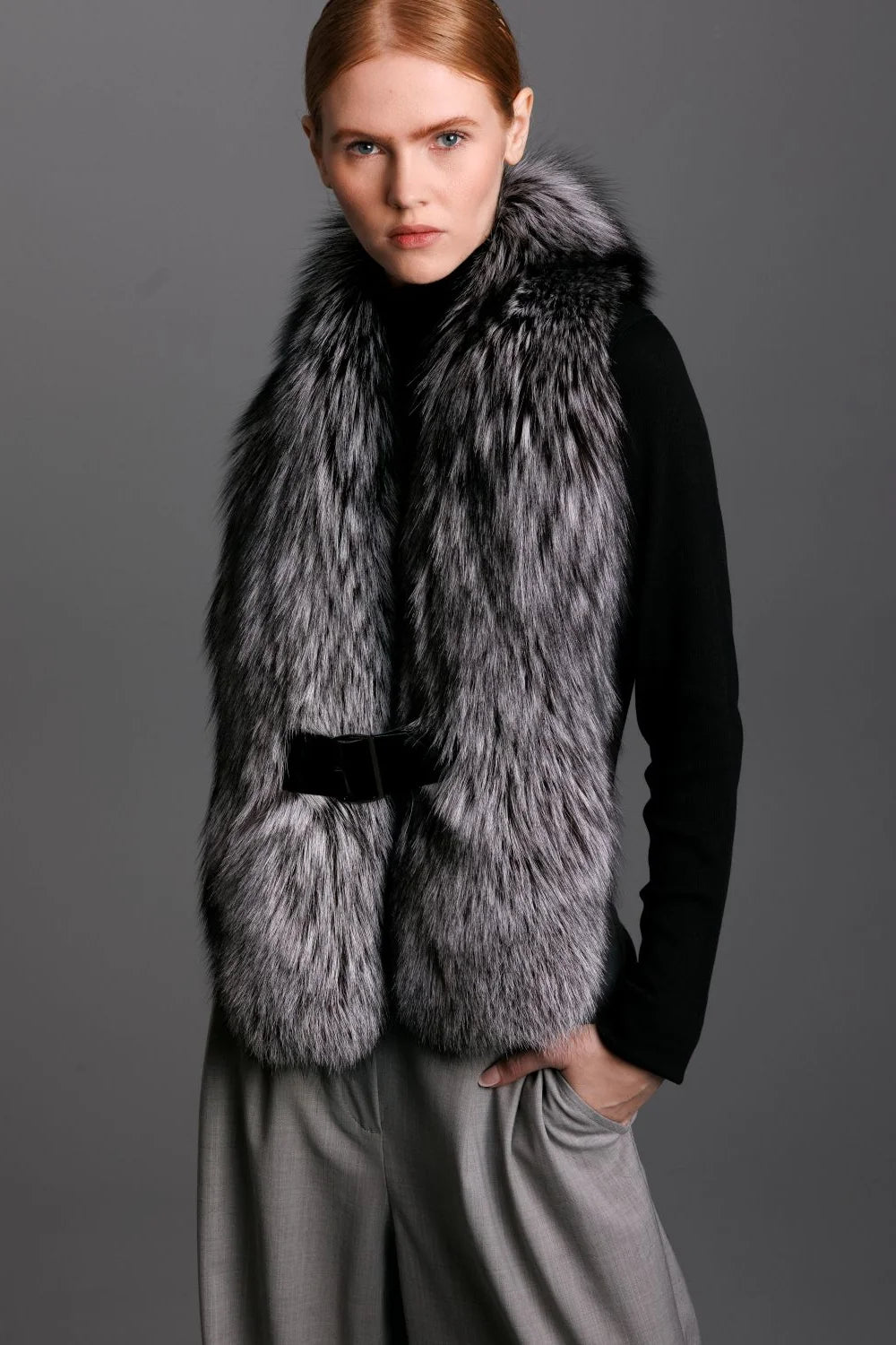 Macy Silver Fox Fur Collar with Buckle