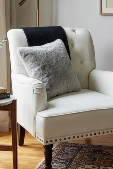 Silver Grey Shearling Fur Pillow