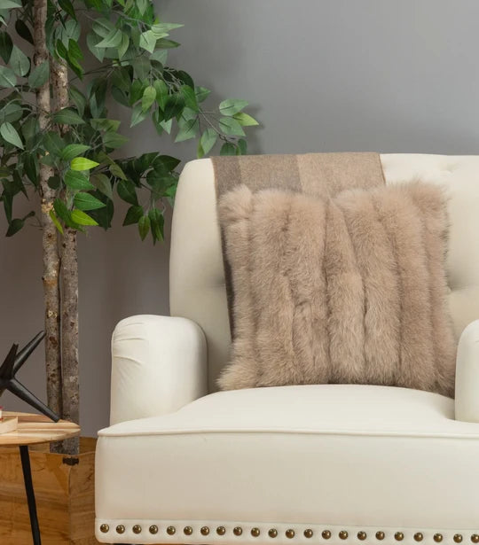 Taupe Fox Fur Pillow