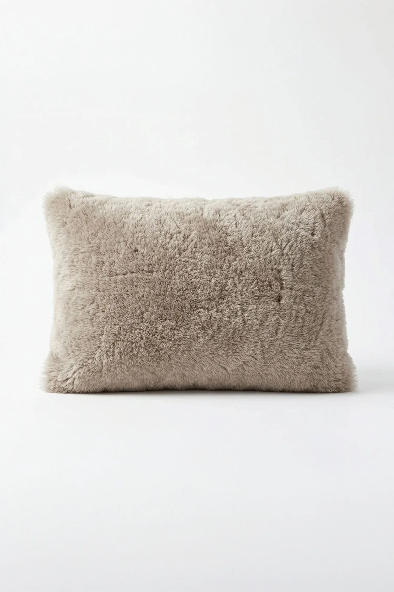 Taupe Shearling Fur Pillow