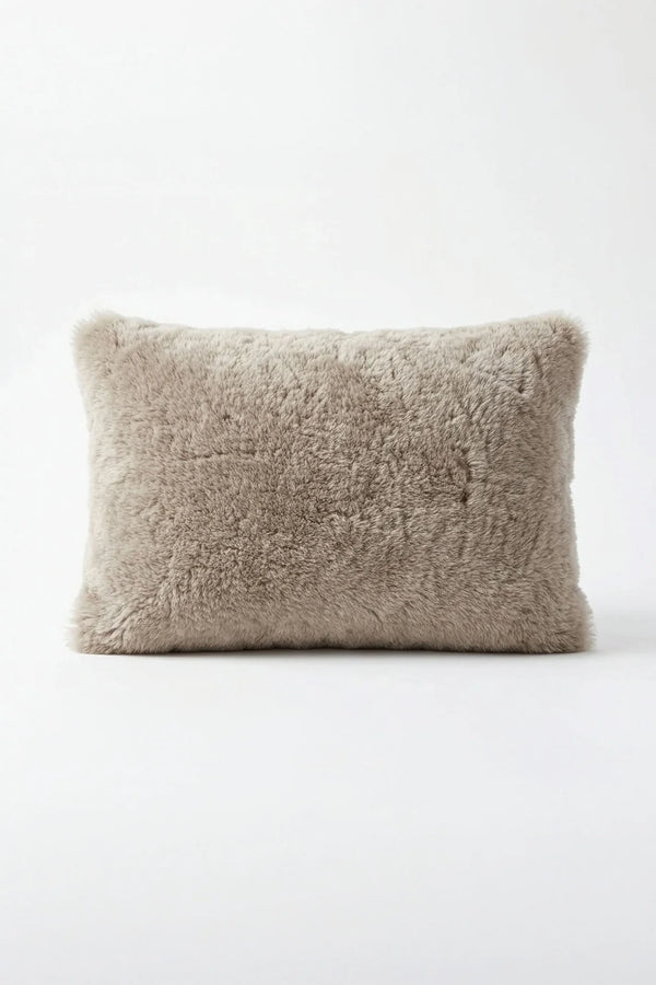 Taupe Shearling Fur Pillow