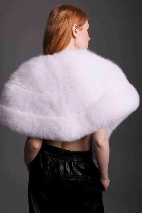 Mabel White Fox Fur Shawl