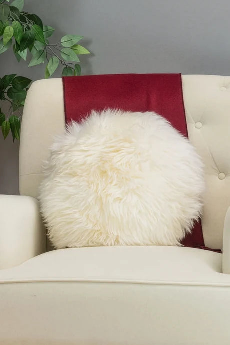 White Shearling Fur Pillow