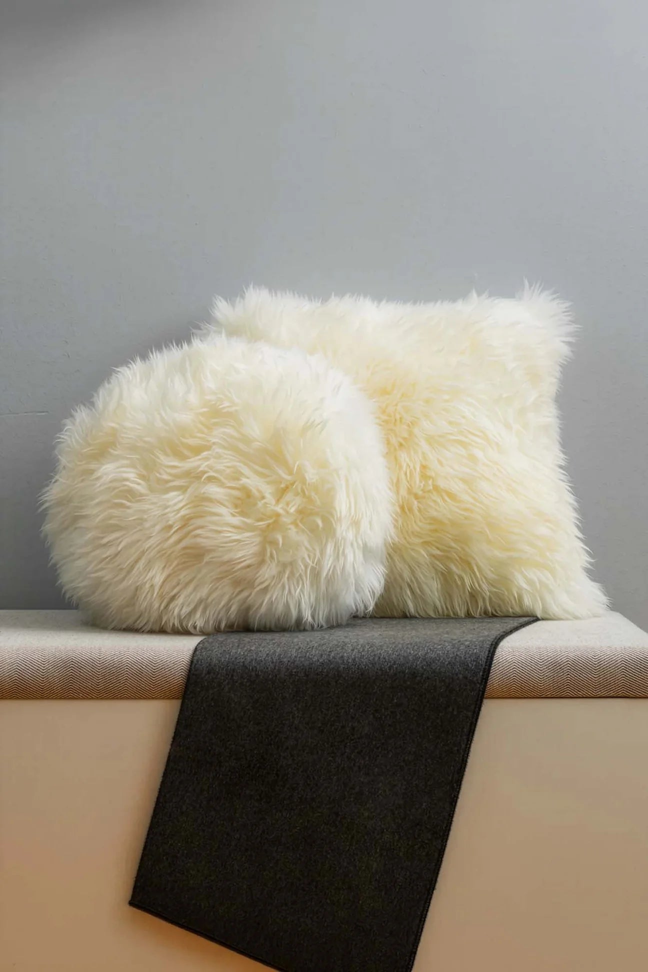 White Shearling Fur Pillow