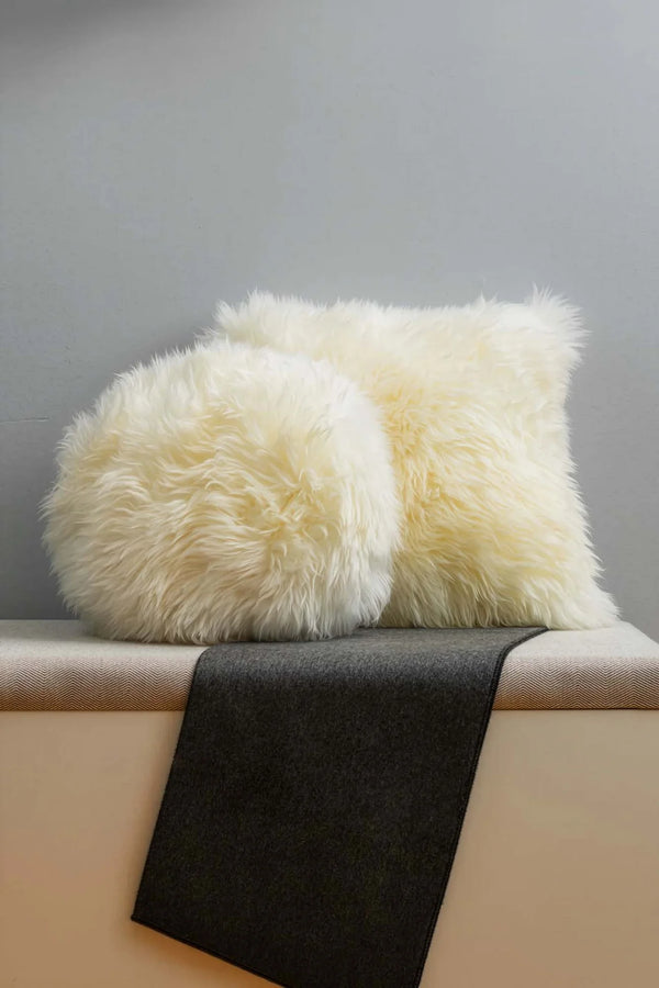 White Shearling Fur Pillow