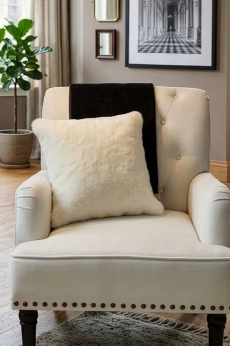 Pure White Shearling Fur Pillow